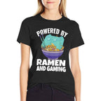 Powered By Ramen And Gaming Kids Gamer  Cotton T-Shirt