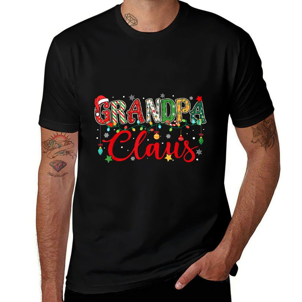 Grandpa Claus Christmas Lights Pajama Family Matching Men  Oversized Silhouette T-Shirt
