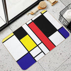 Mondrian Art, Minimalist, Red White Blue Yellow Black  Eco-Friendly Bath Mat
