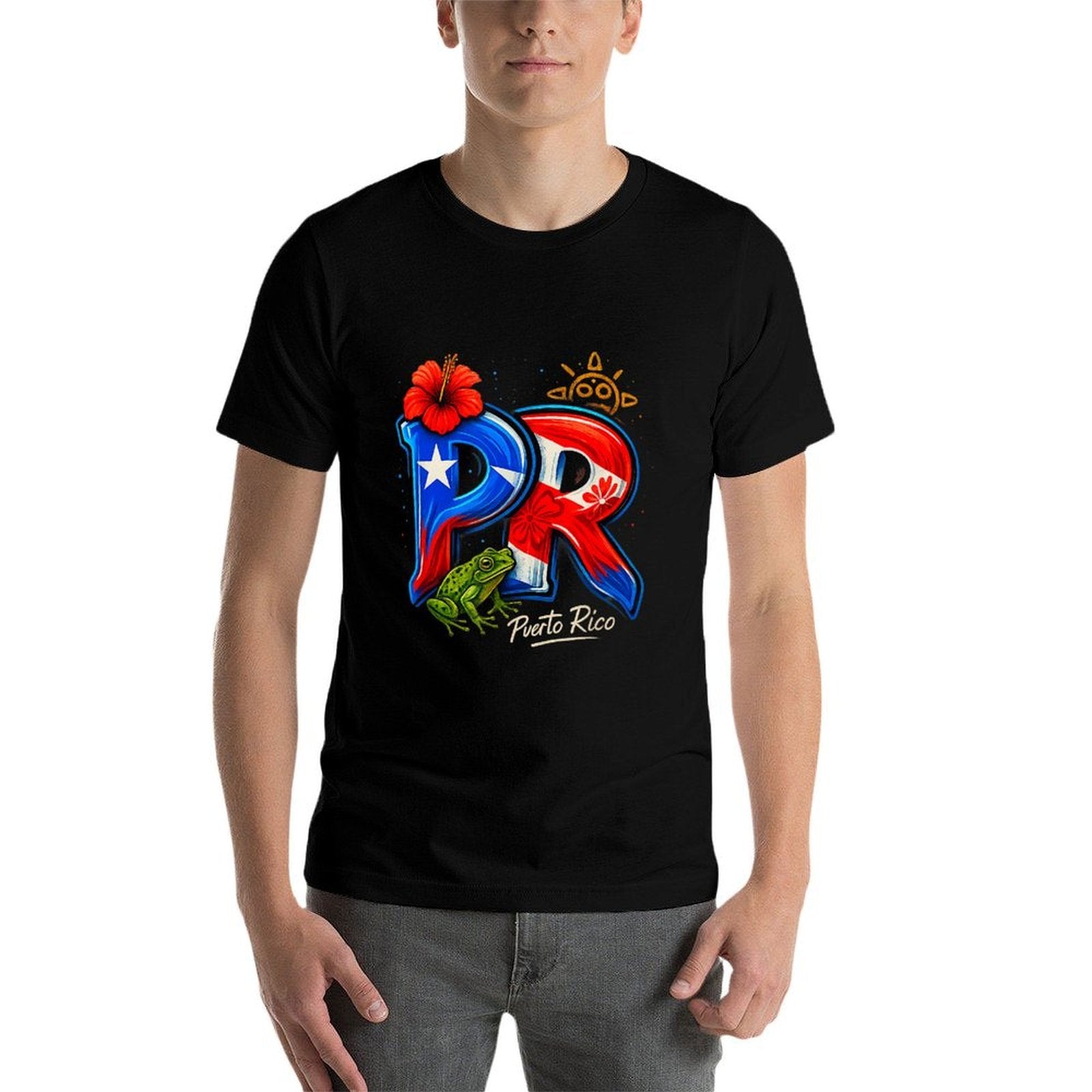 Puerto Rico PR Hibiscus Coqui Frog Rican Heritage Culture  Vintage-inspired T-Shirt