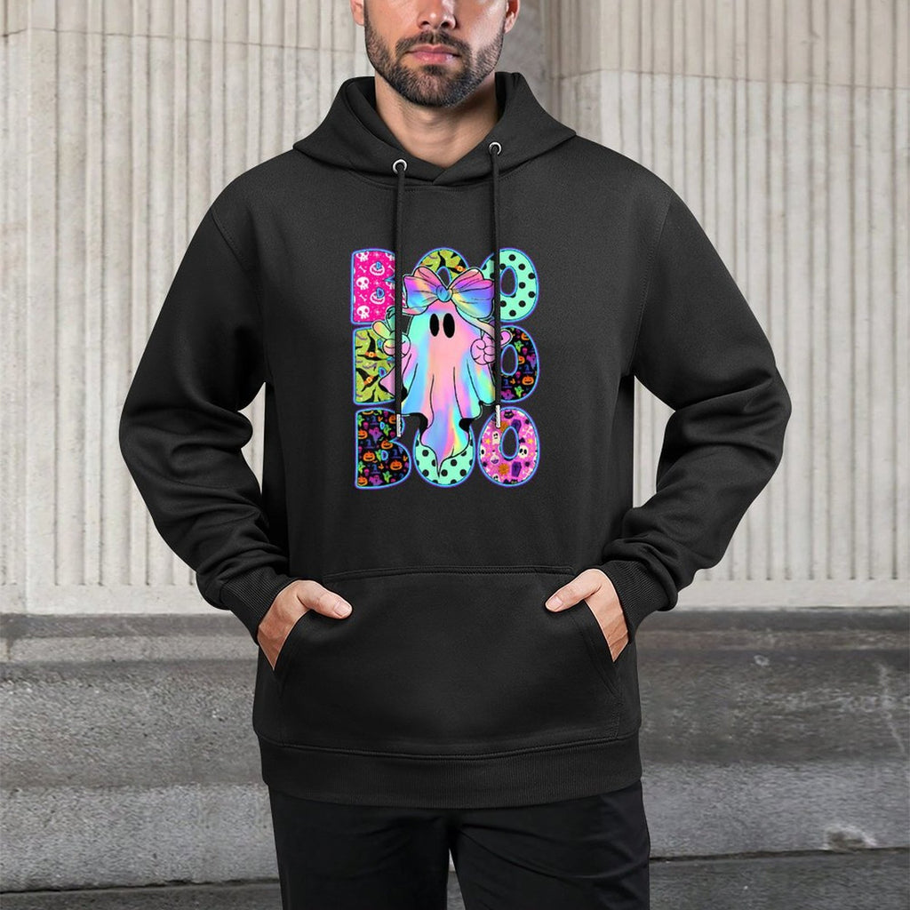 Funny Cute Boo Ghost Spooky Season Glow in Halloween Night Casual Wear Hoodie