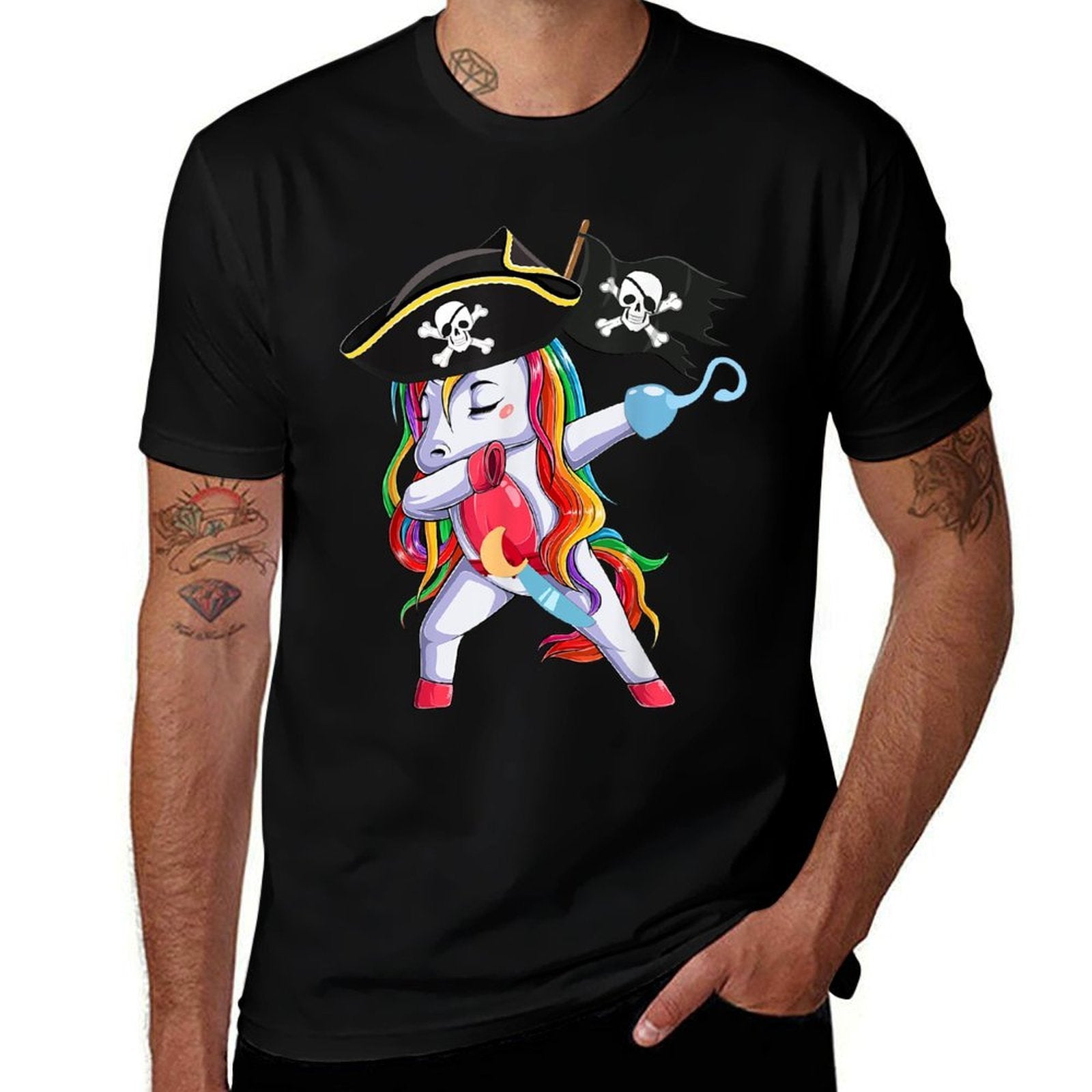 Halloween Dabbing Cute Pirate Unicorn Apparel Kids Girls  Cotton T-Shirt