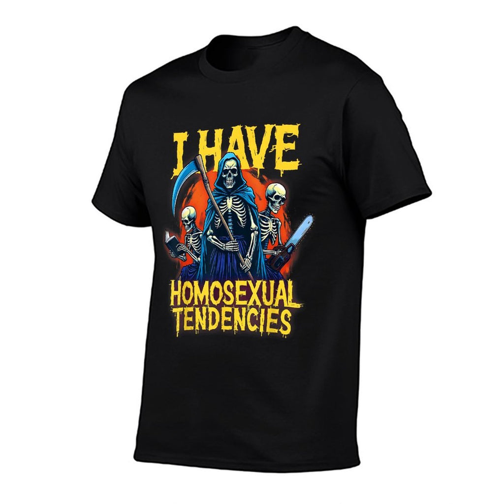 I Have Homosexual Tendencies Hard Skeleton Funny Meme  Oversized Silhouette T-Shirt