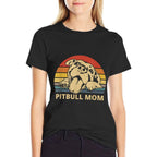 Vintage Pitbull Mom  Happy Smiling Pitbull Mom on Sunset  Rolled Sleeves T-Shirt