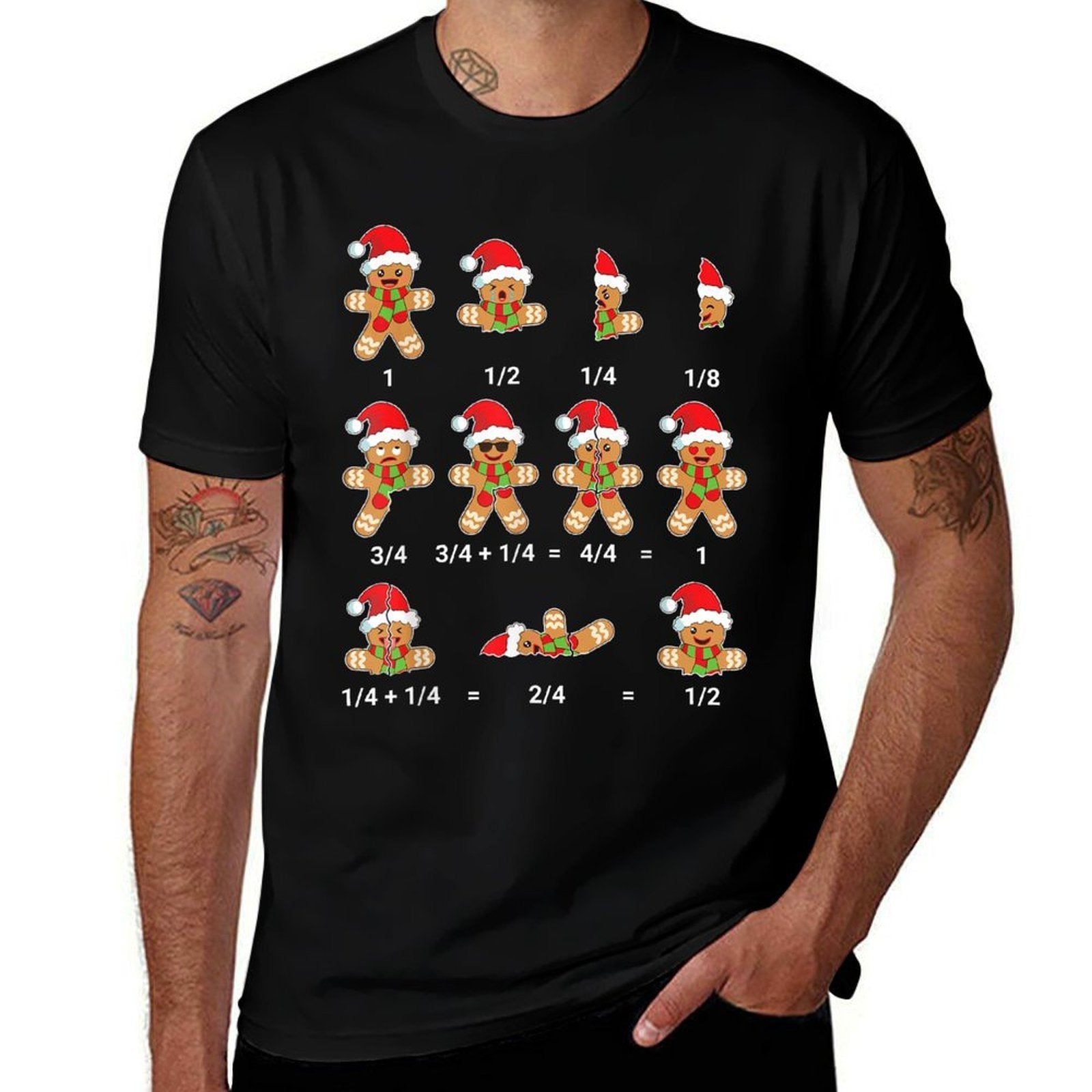 Christmas Math Men Women Kids Gingerbread Cookie  Summer-ready Fabric T-Shirt
