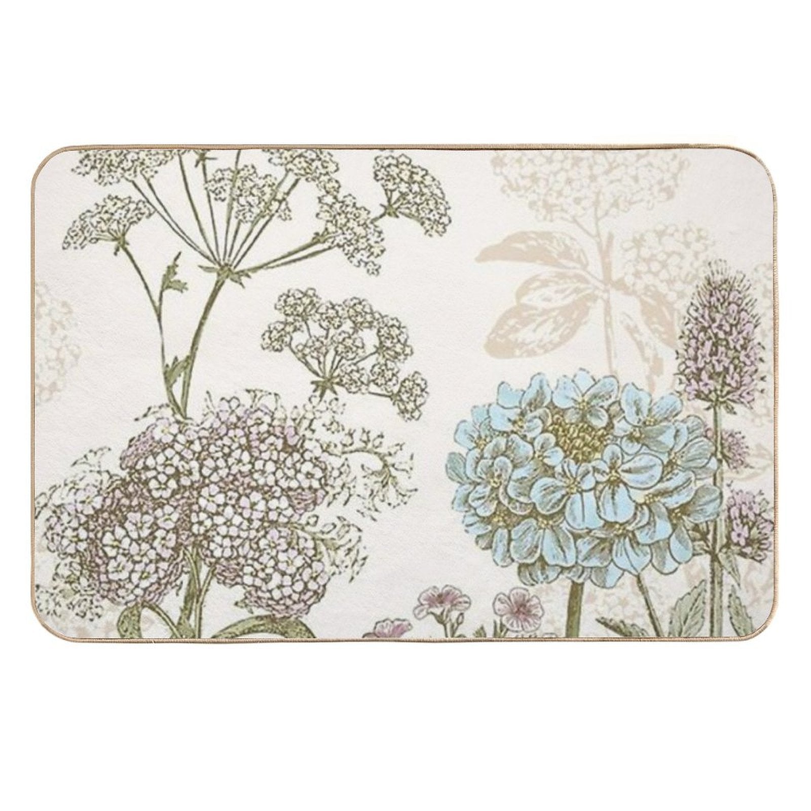 Blue Flower And Other Thing.  Repositionable Bath Mat