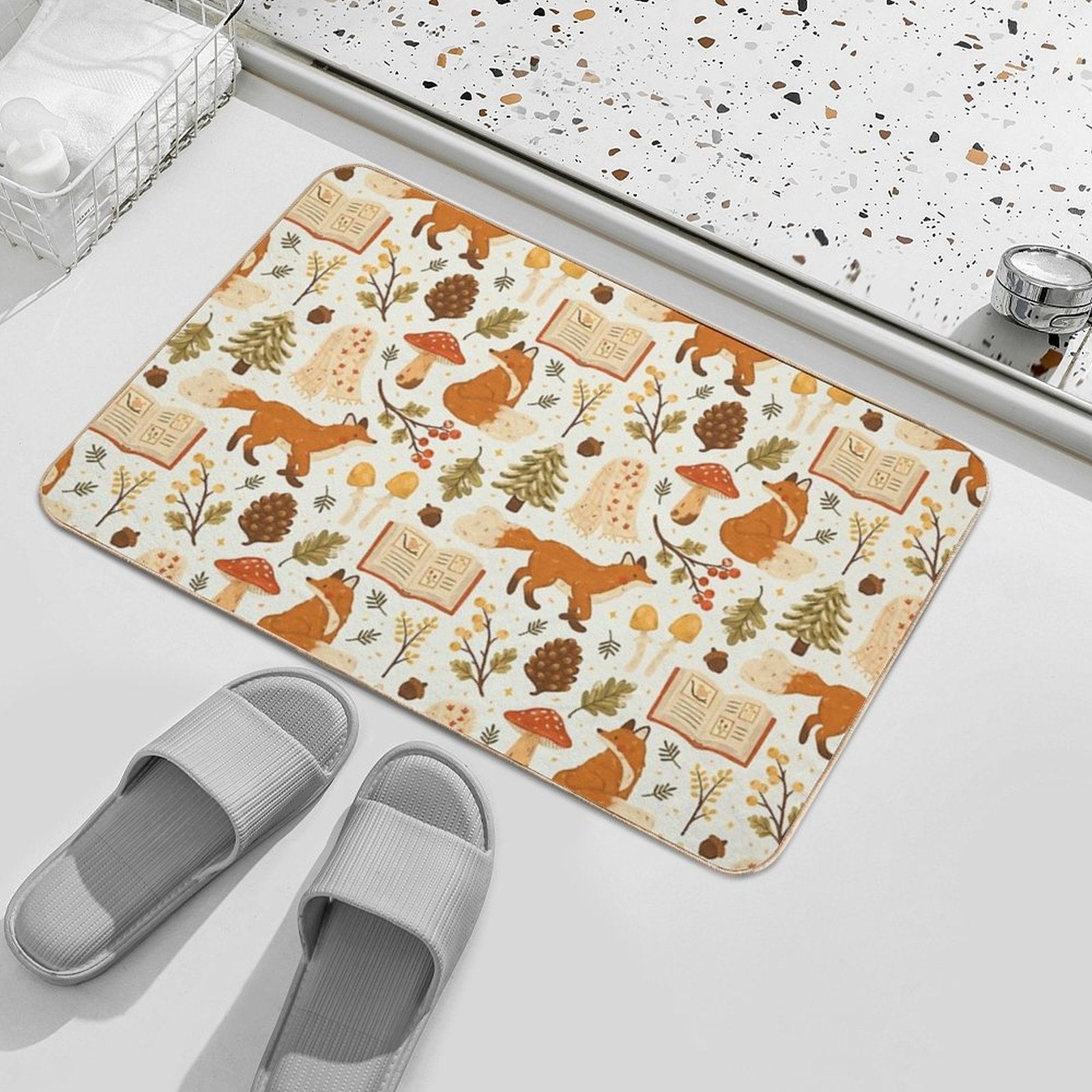 Cozy Winter Woodland  Repositionable Bath Mat
