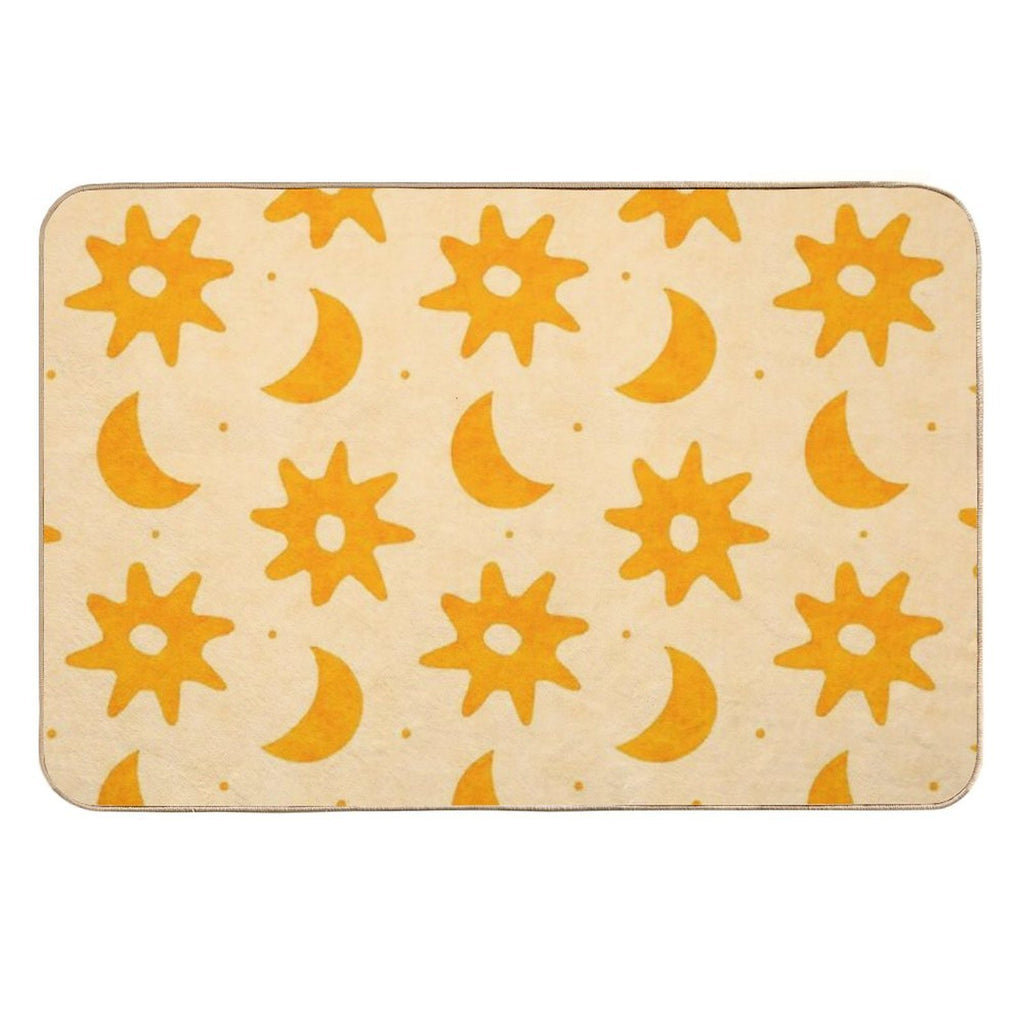 Fun Sun And Moon Orange Textured  Odorless Bath Mat
