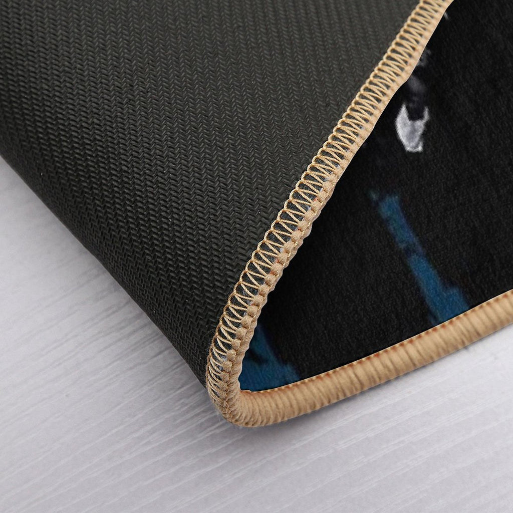 KISS ® The Band - Blue Background Logo Grunge  Easy To Clean Bath Mat