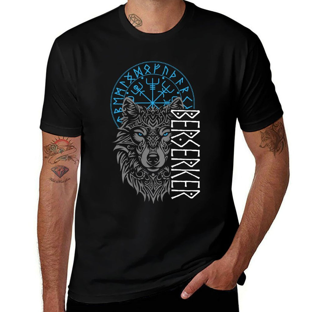 Berserker  Viking Compass - Nordic Wolf Design, Small, Black Comfortable T-Shirt