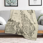 Vintage Malta Map Lightweight Throw Blanket
