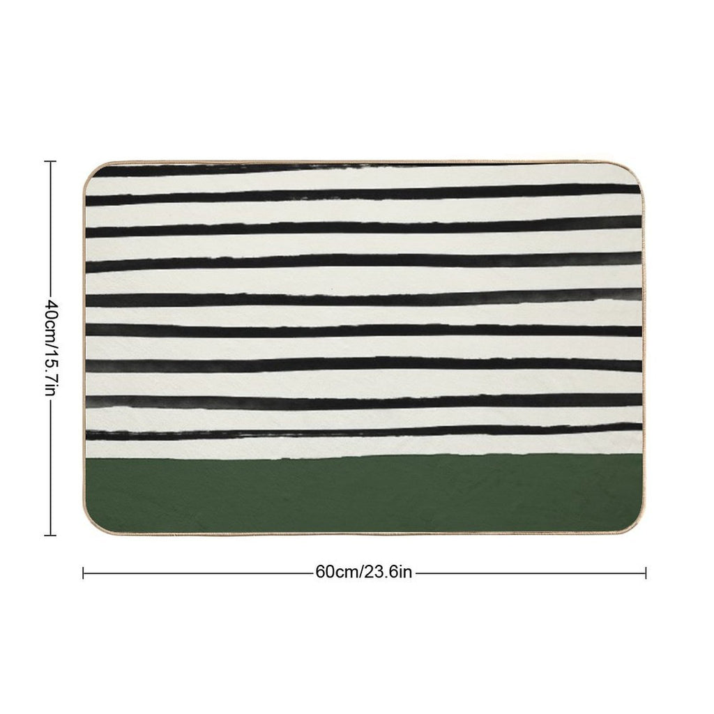 Forest Green X Stripes  Fade-Resistant Bath Mat