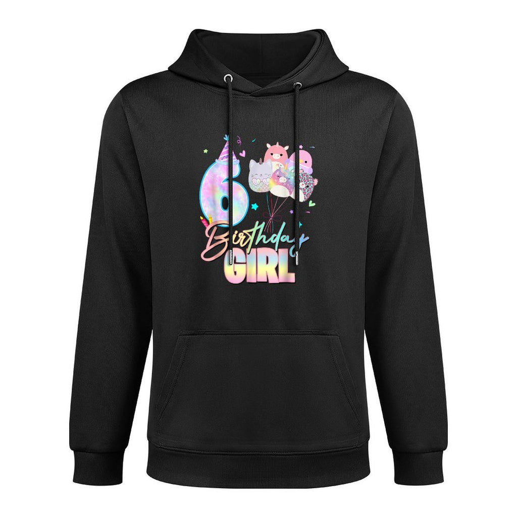 6th Birthday Squish Squad Mallow Girls Kids 6 Year Old Bday Kangaroo Pocket Hoodie