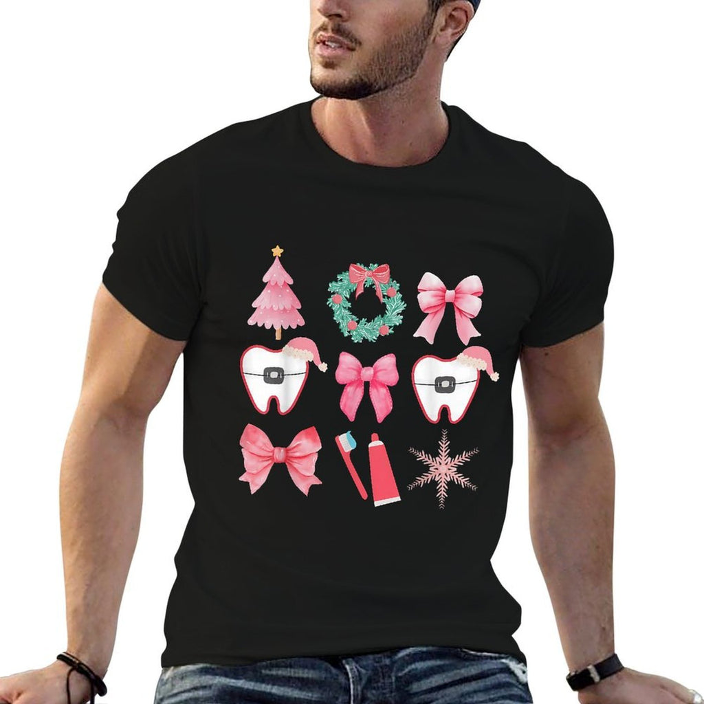 Christmas Coquette Bow Orthodontic Dental Dental Crew  Odor-resistant T-Shirt