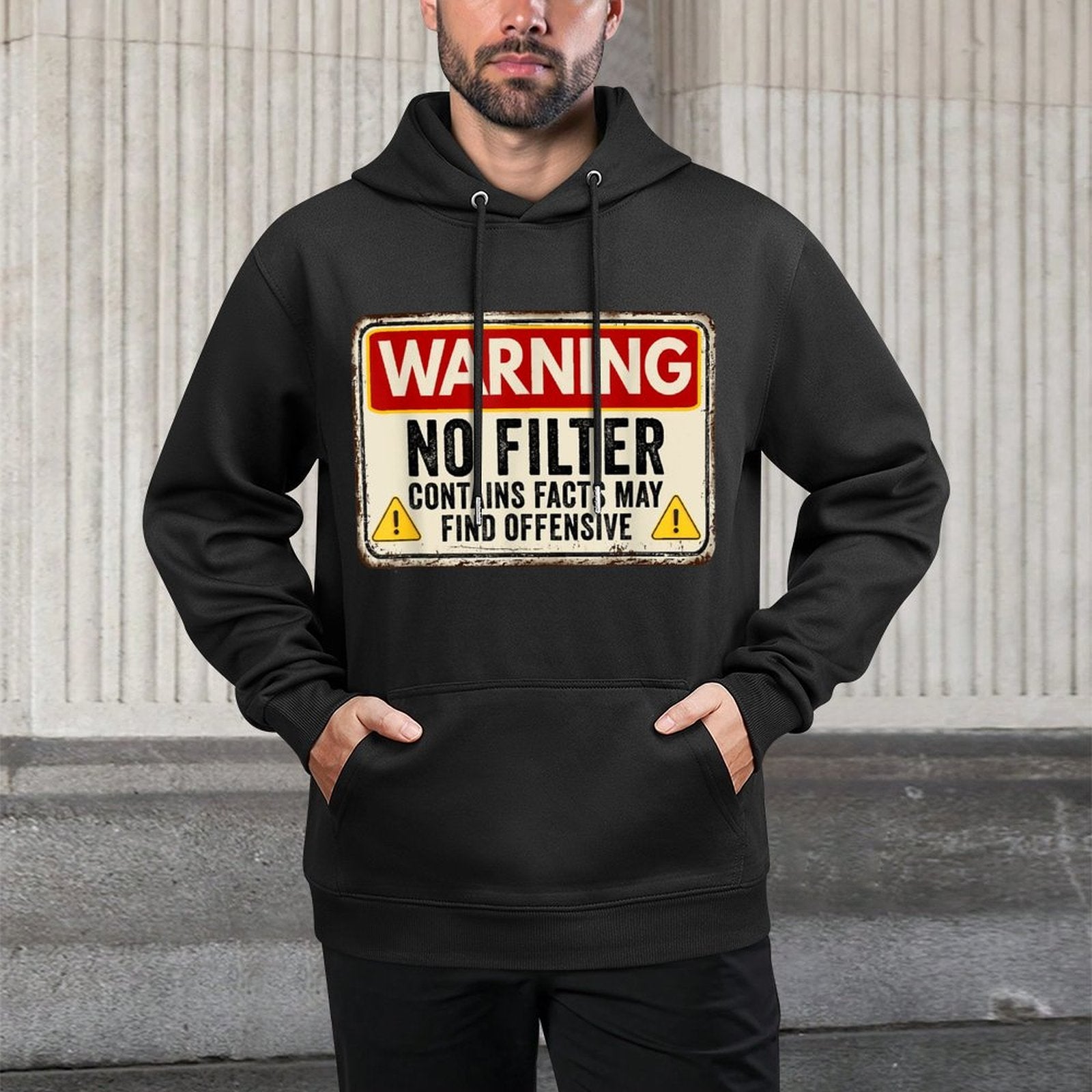 Caution I Have No Filter, Adult Humor, Funny Sarcastic Machine Washable Hoodie