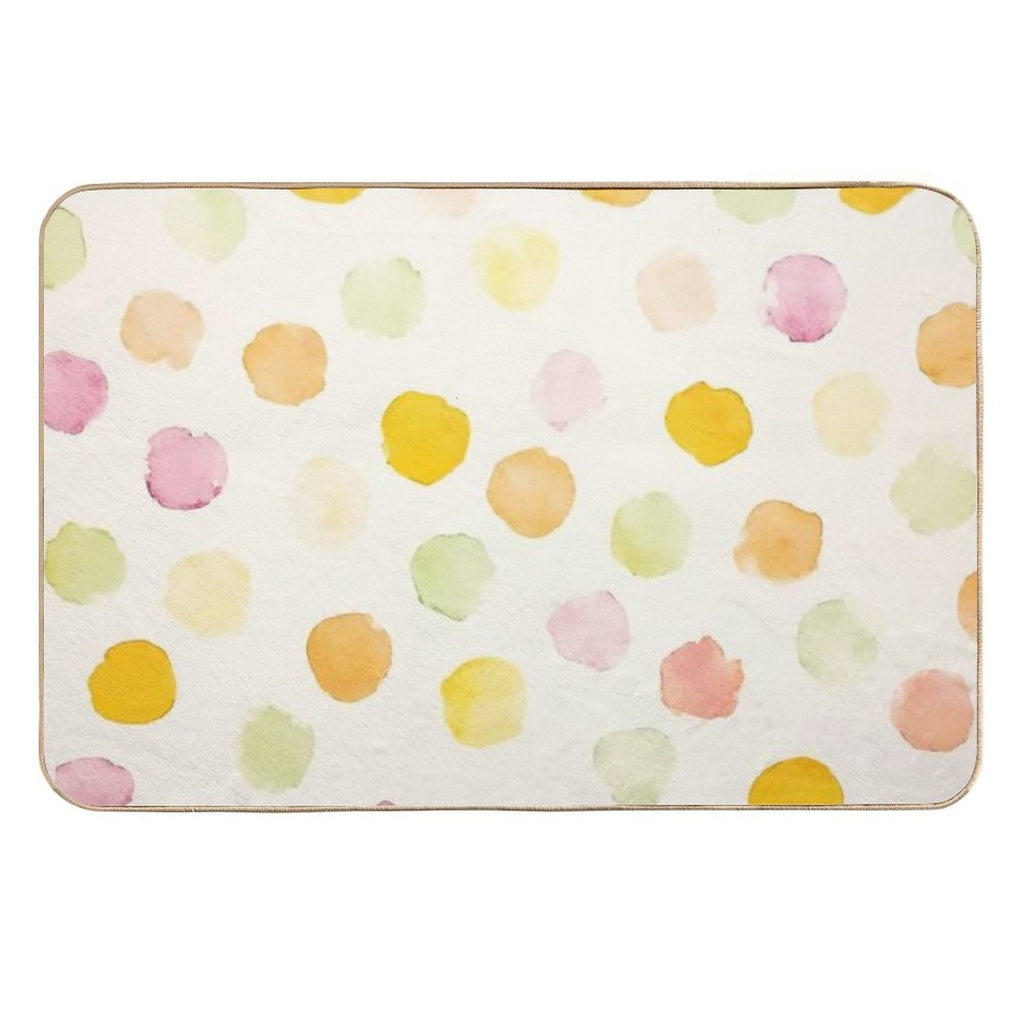 Dotty Grove – Abstract Watercolor Polka Dots  Fade-Resistant Bath Mat