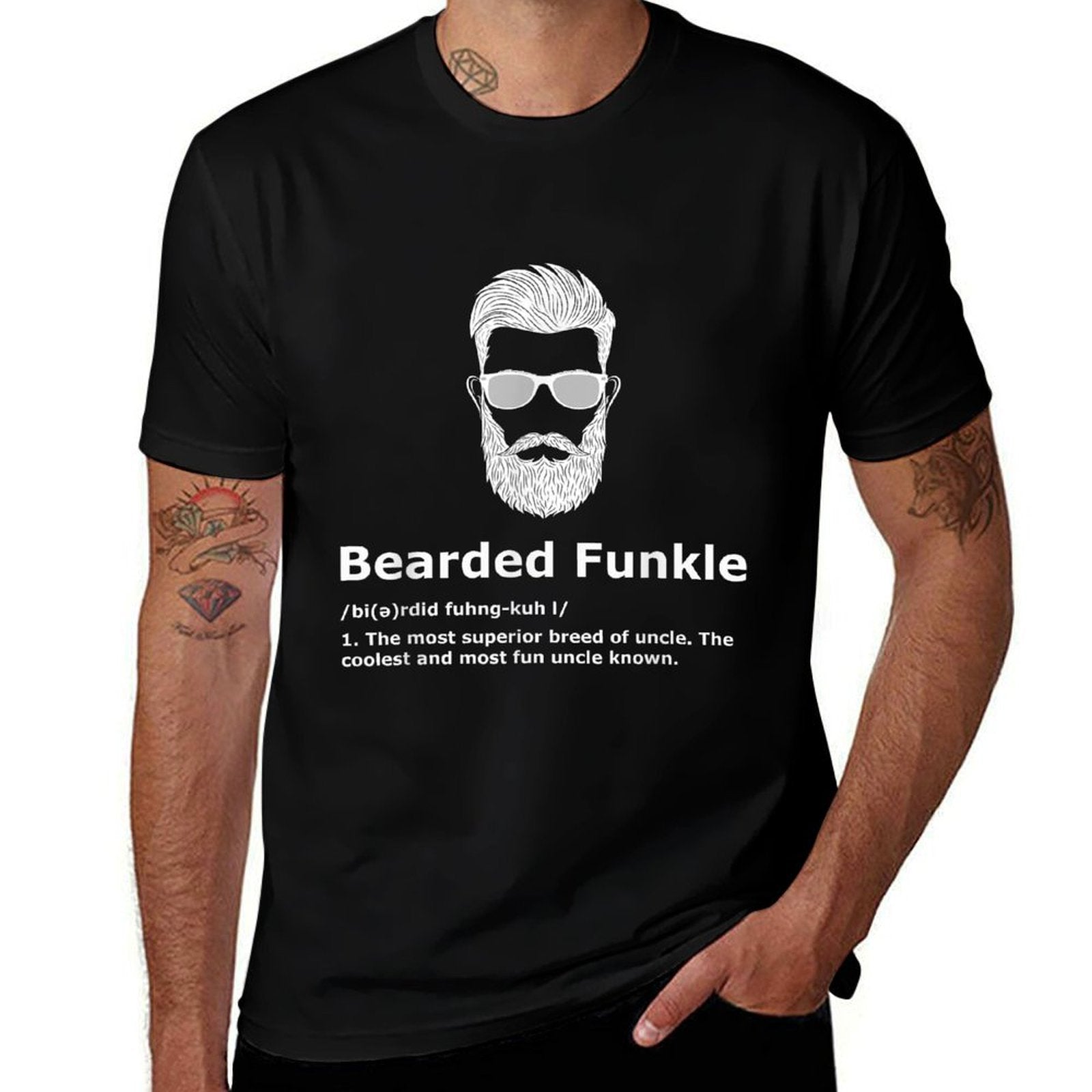 333 Creations Mens Black Bearded Funkle Funny Uncle Definition  Versatile T-Shirt