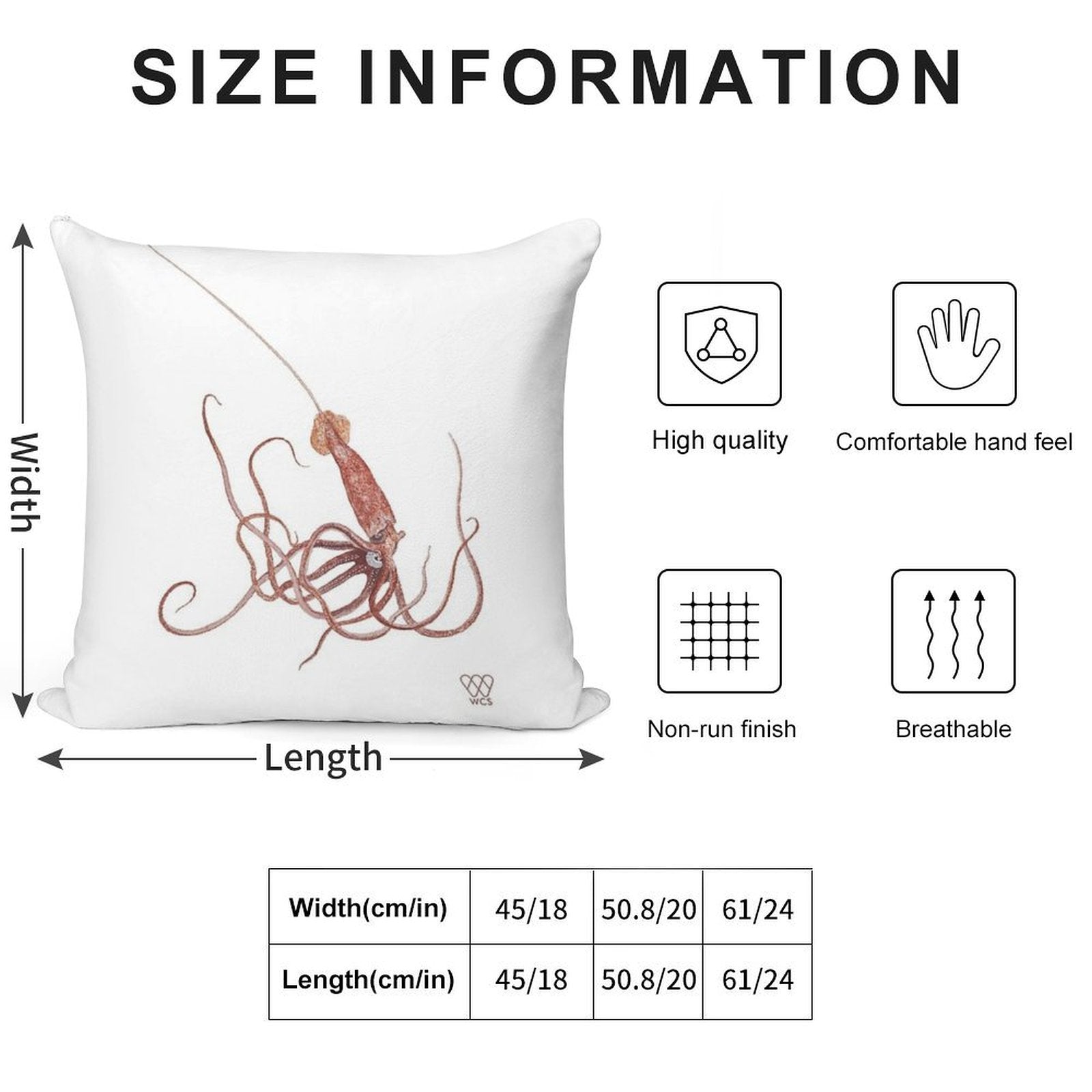 Long-Spined Giant Squid Soft Gift Ready Throw Pillow