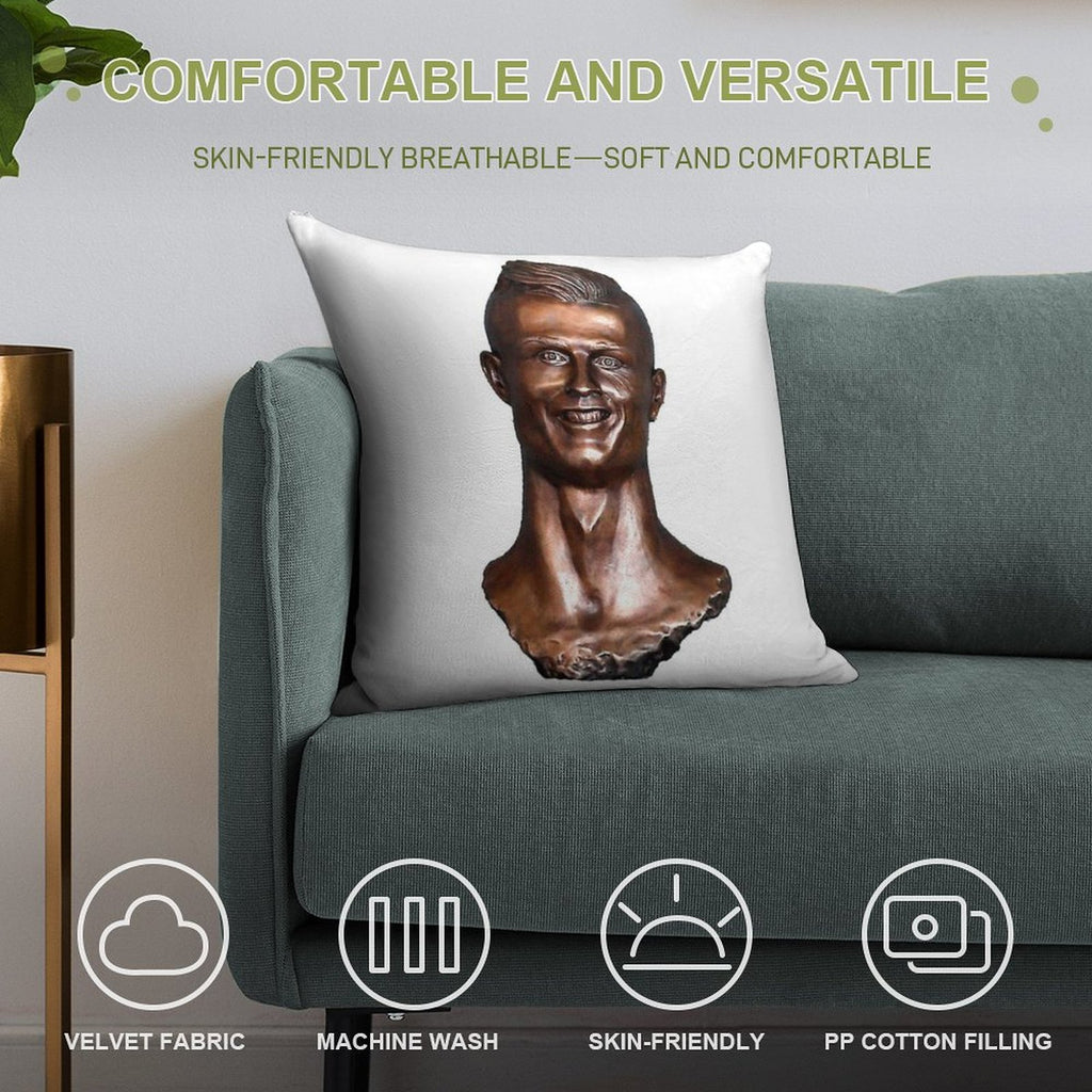 Cristiano Ronaldo Statue Soft Skin-Friendly Throw Pillow