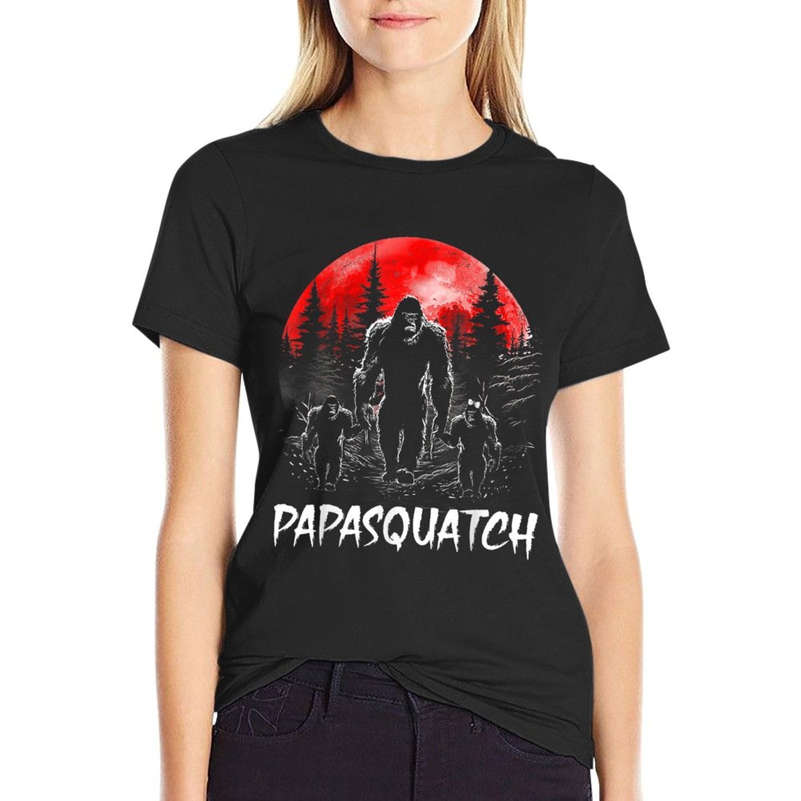 Papa Squatch Funny Bigfoot Dad Sasquatch Yeti Fathers Day  High-quality Stitching T-Shirt