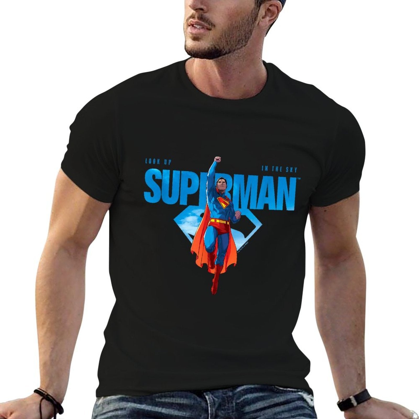 Superman (2025) Look Up In The Sky Superman Logo  Lightweight T-Shirt