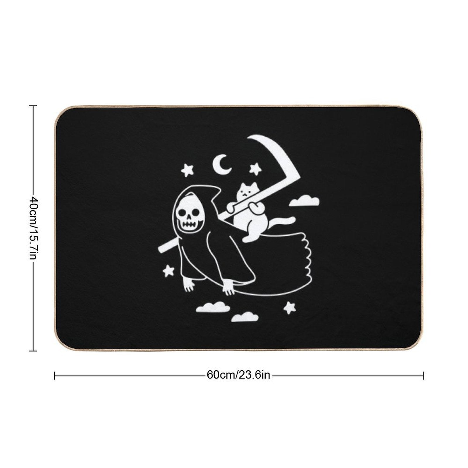 Cat Riding Grim Reaper  Anti-Trip Bath Mat