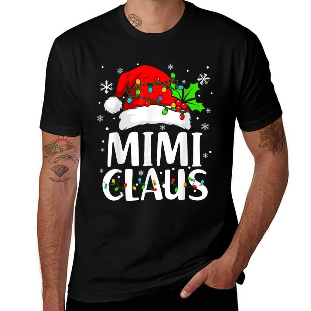 Mimi Claus Christmas Lights Pajama Family Matching  High-quality Stitching T-Shirt