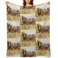 Clydesdales in Harness Wrinkle-free Throw Blanket