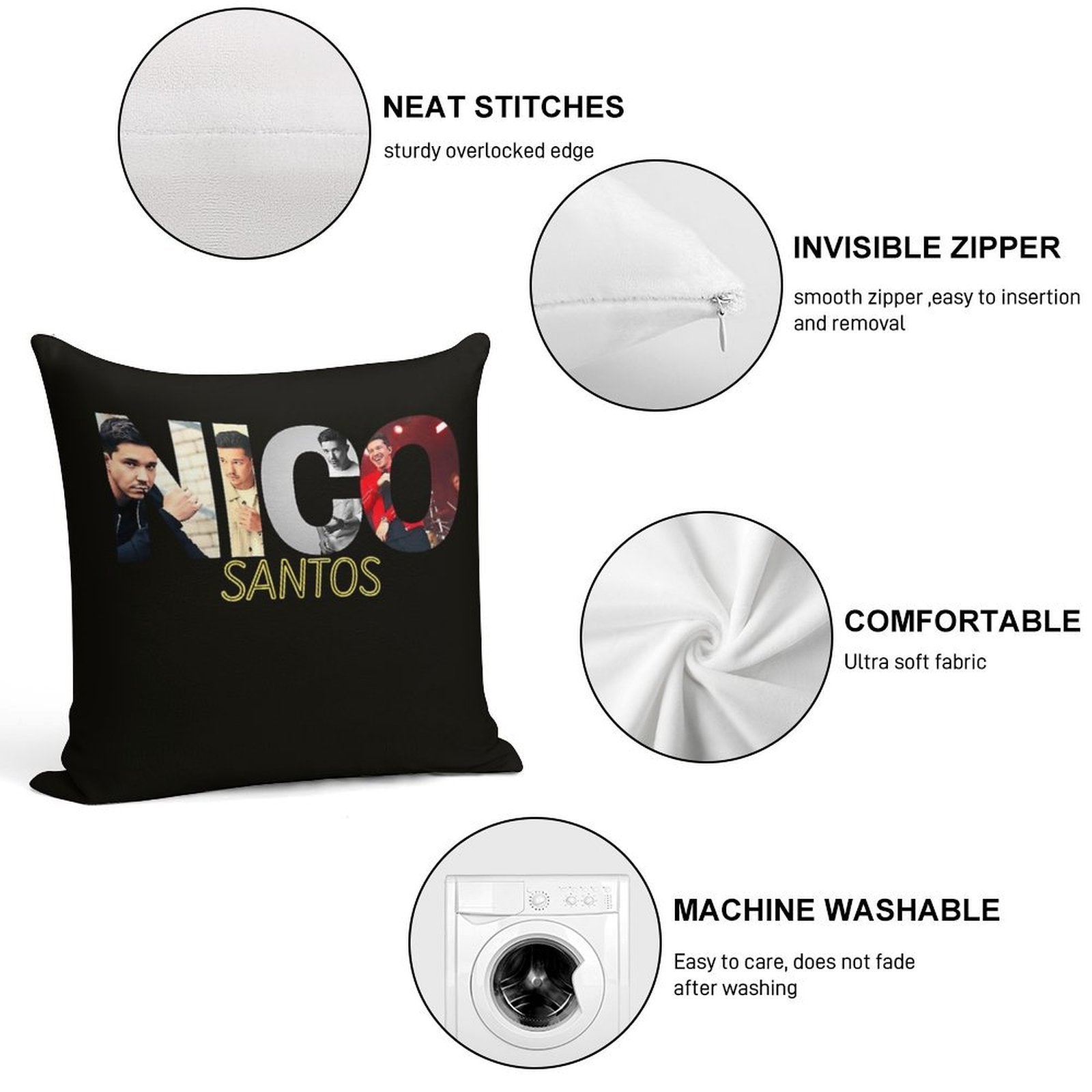 Nico Santos HD T - Shirt  Sticker Soft Luxury Feel Throw Pillow