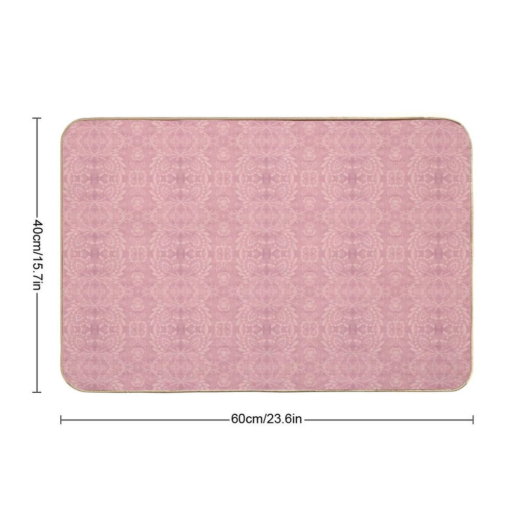 Paloma Faded Vintage Floral Damask in Rose Pink And Cream Fabric  Rapid-Drying Bath Mat