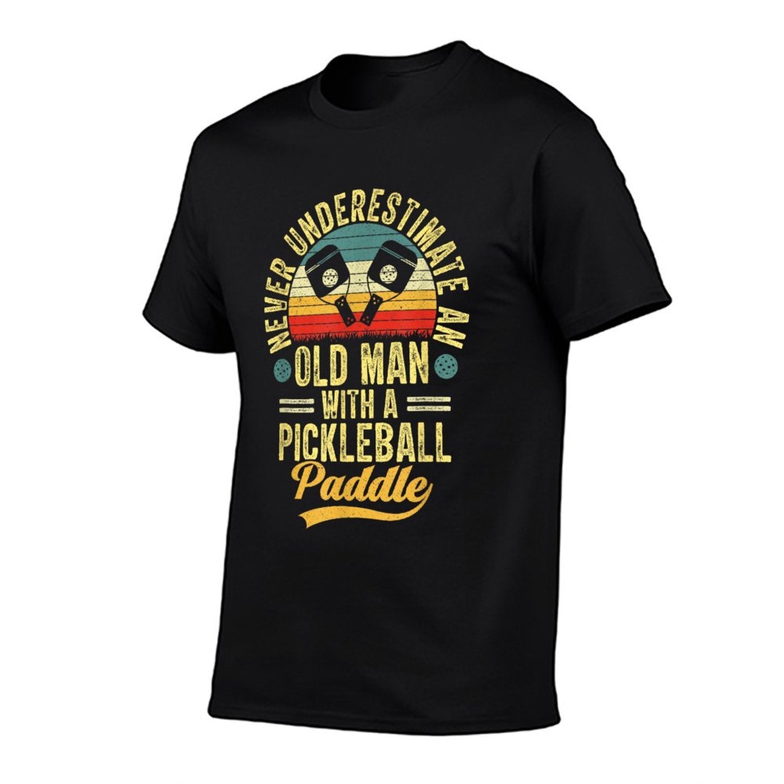 Never Underestimate An Old Man With A Pickleball Paddle  Oversized Silhouette T-Shirt