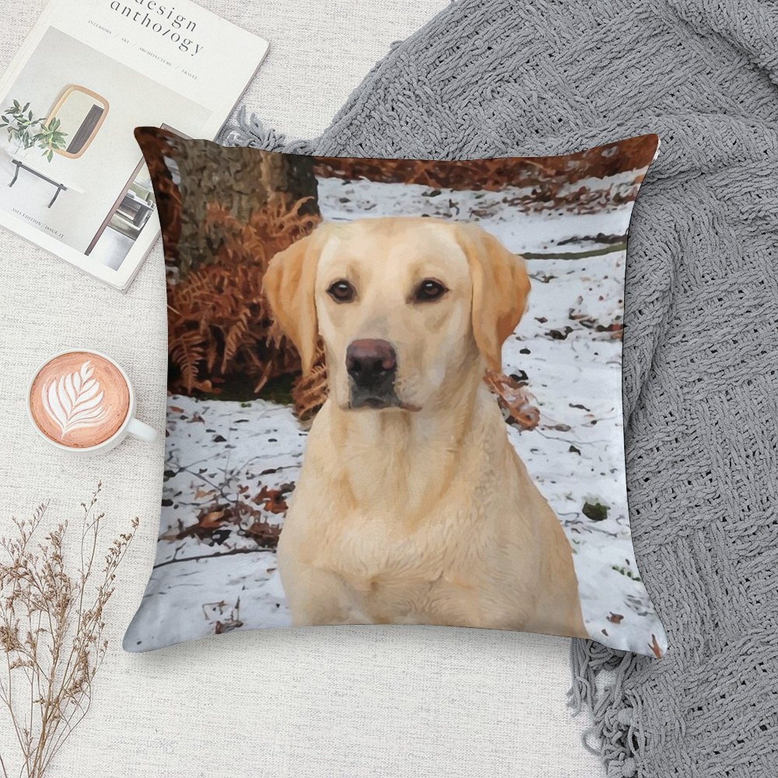 Yellow Lab Soft Fade-Resistant Throw Pillow
