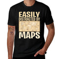 Funny Geography Teacher - Easily Distracted By Maps  Fade-proof Color T-Shirt