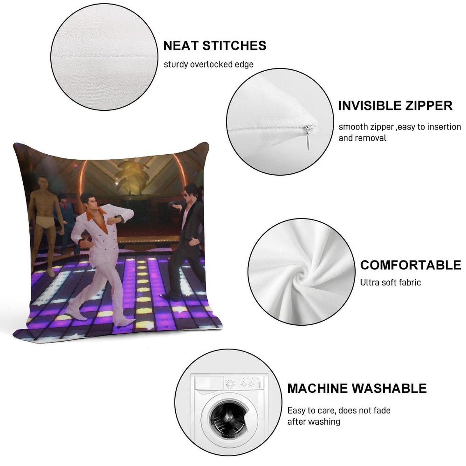 Epic Disco Battle Soft Fade-Resistant Throw Pillow