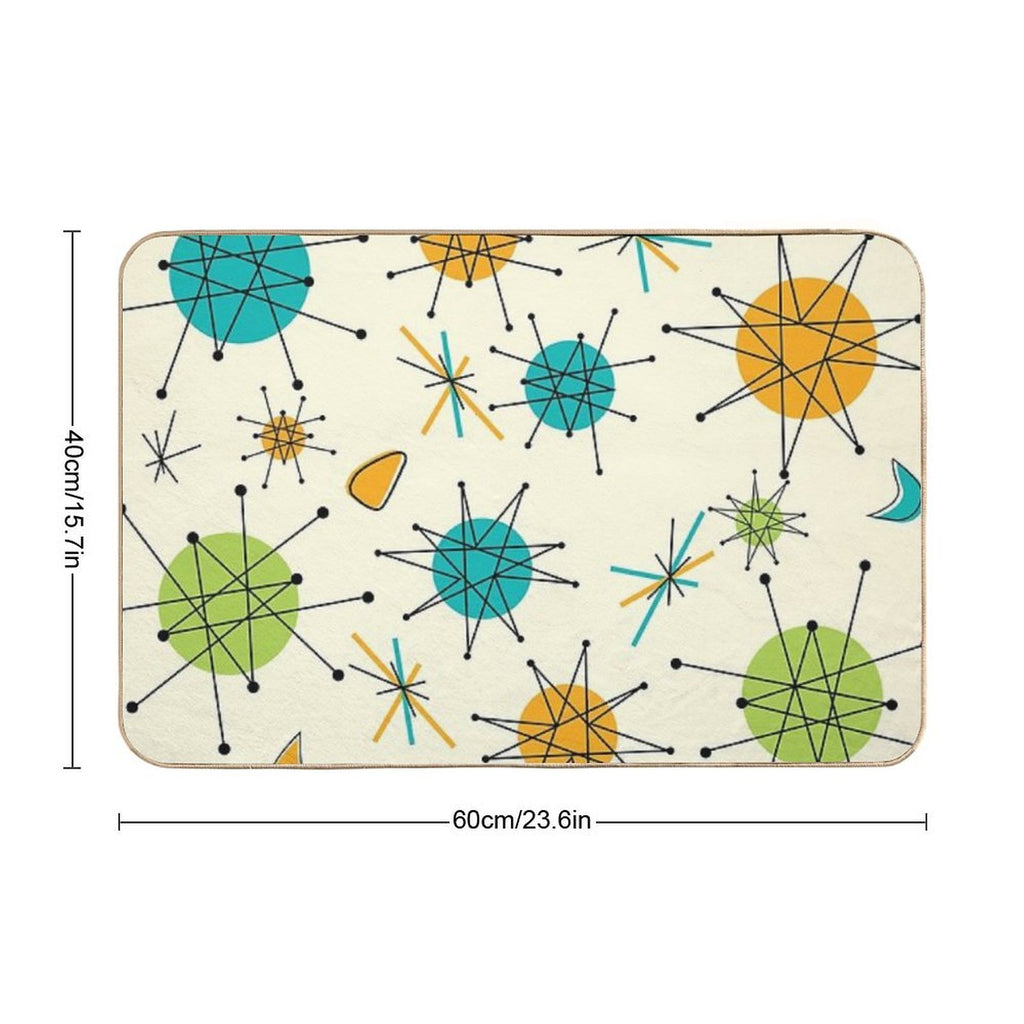 1950s Atomic Retro Pattern  Odorless Bath Mat
