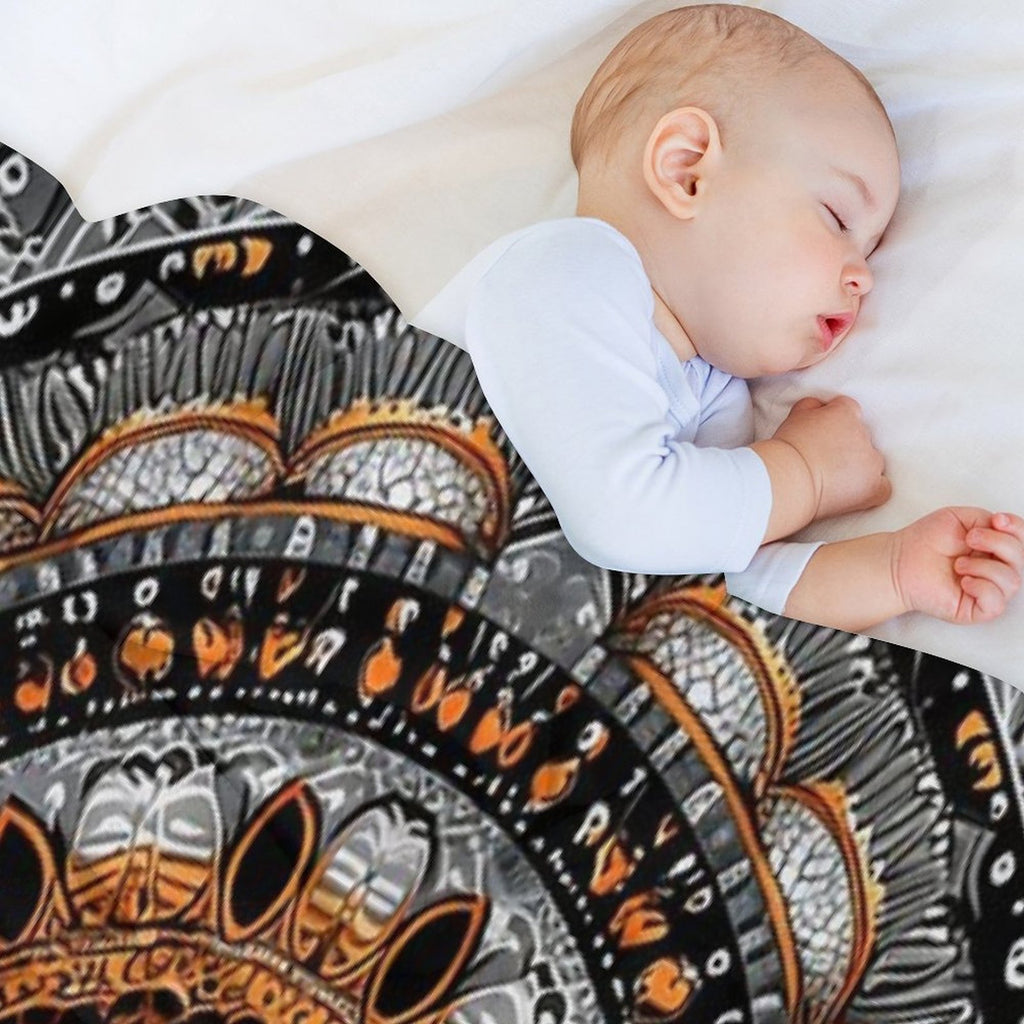 Orange Silver Gold Circular Design Background, in The Style of Kaleidoscopic Designs, Light Violet Machine-washable Throw Blanket