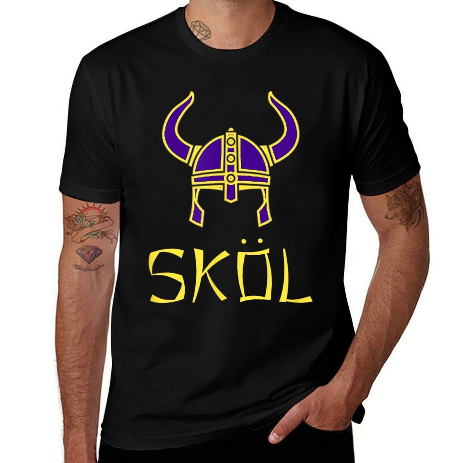 Skol Nordic Scandinavian Warrior Viking Helmet  Slim-fit Cut T-Shirt