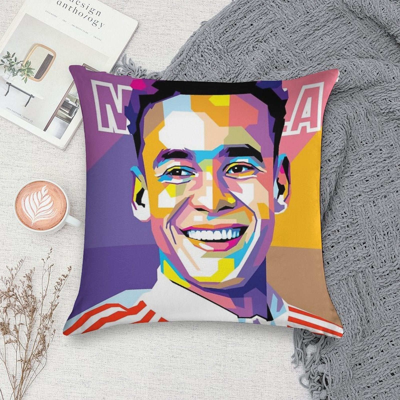 Jamal Musiala in WPAP Style Soft Shrink-Resistant Throw Pillow