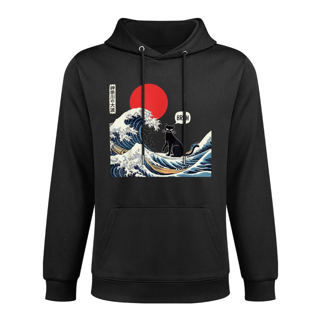 Cat Anime Japanese Art The Great Wave Funny Gifts Men Women Shape Retention Hoodie