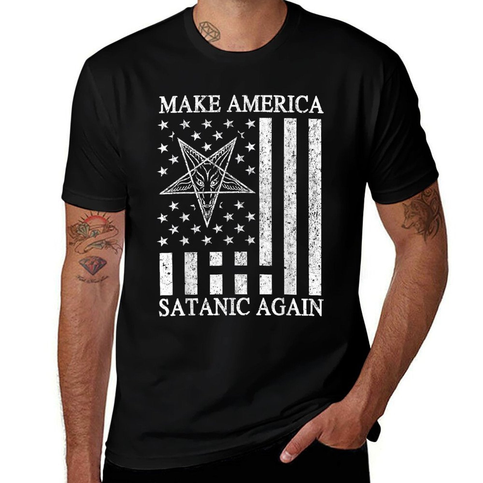 Make America Satanic Great Again Funny Gift  Summer-ready Fabric T-Shirt