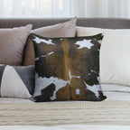 Brown Cowhide Soft Short Plush Fabric Throw Pillow