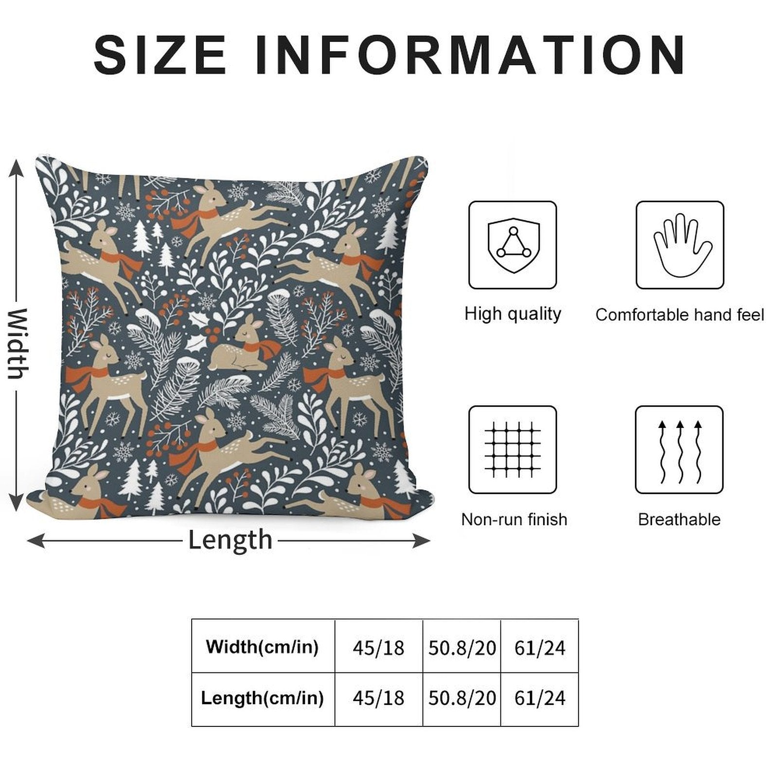 Winter Deer  Dark Grey Soft Warmth Comfort Throw Pillow
