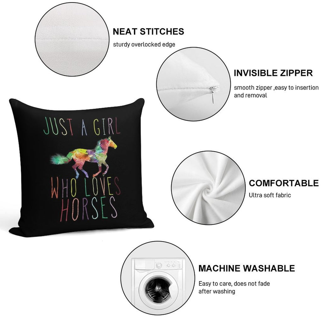 Just A Girl Who Loves Horses Soft Ultra-Soft Texture Throw Pillow