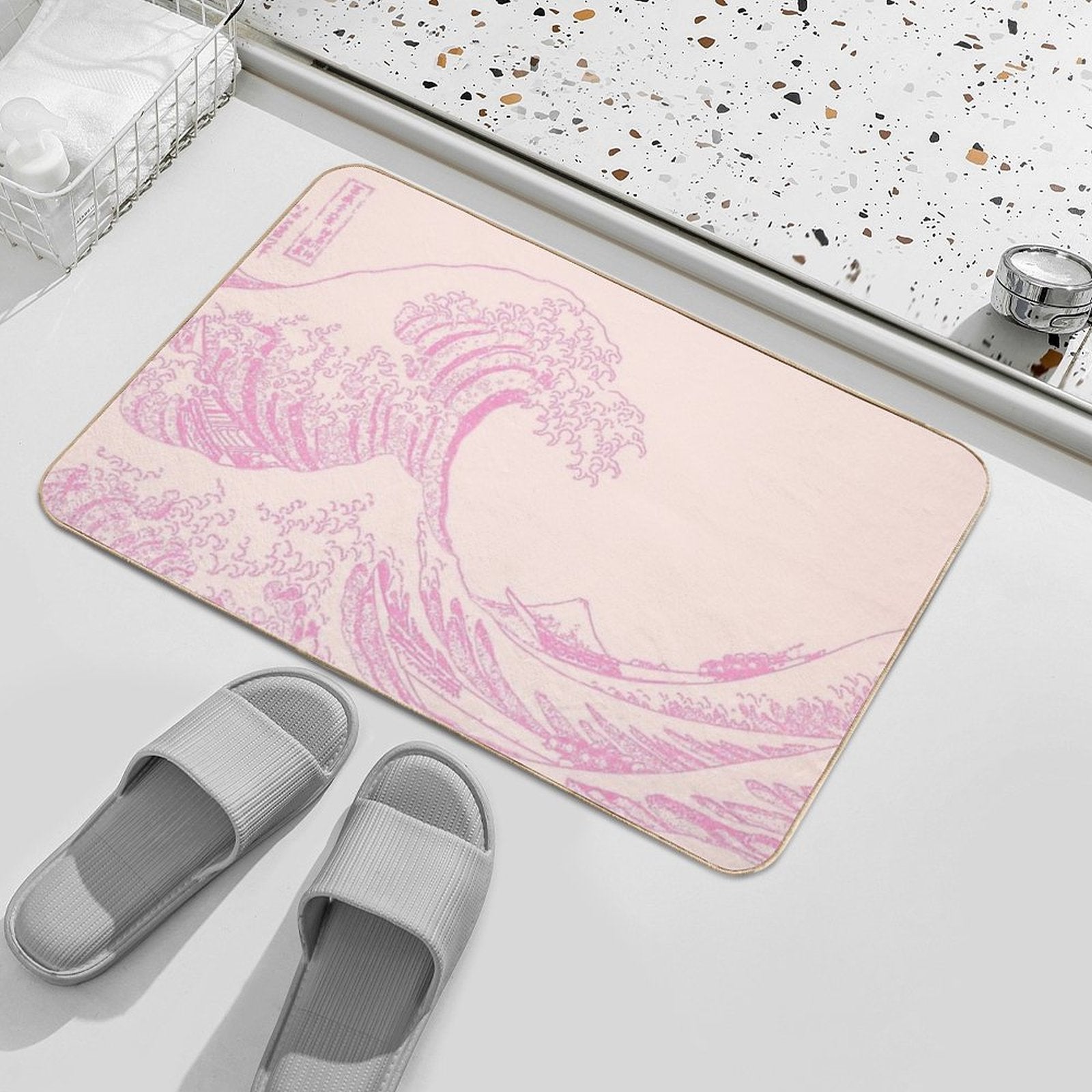 Great Wave Pink Gamer Aesthetic  Eco-Friendly Bath Mat