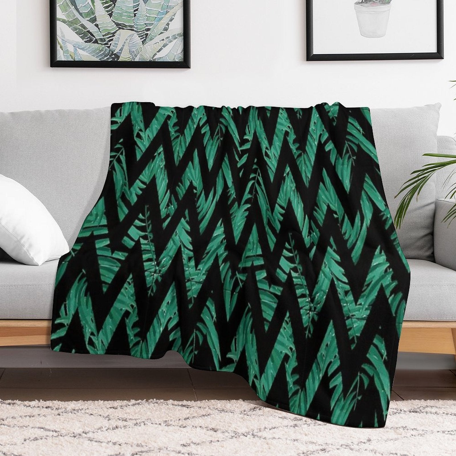 Palm Leaves Zig Zag Line 2 All-season Throw Blanket