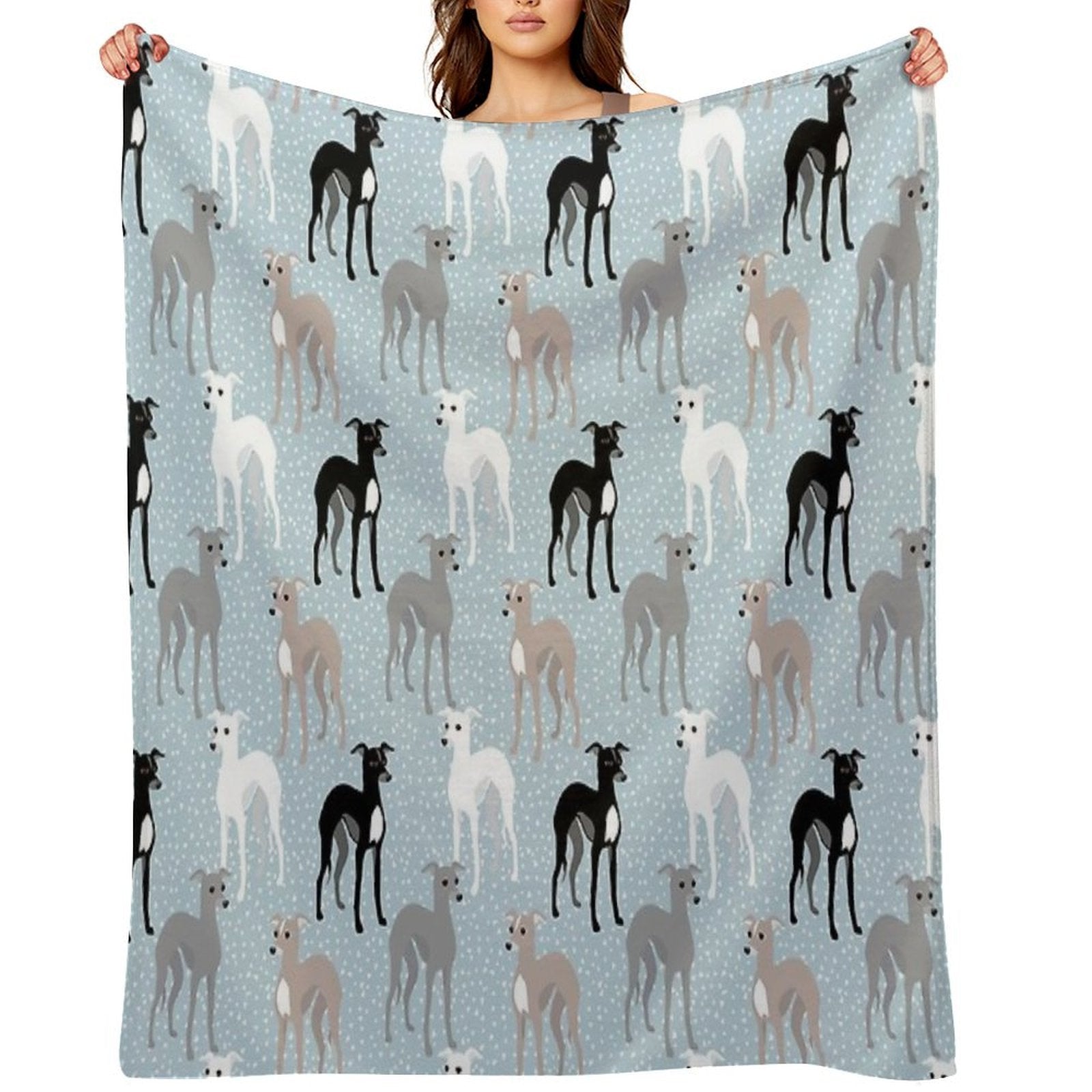 Italian Greyhounds Mid-Century Modern Pattern Wrinkle-free Throw Blanket