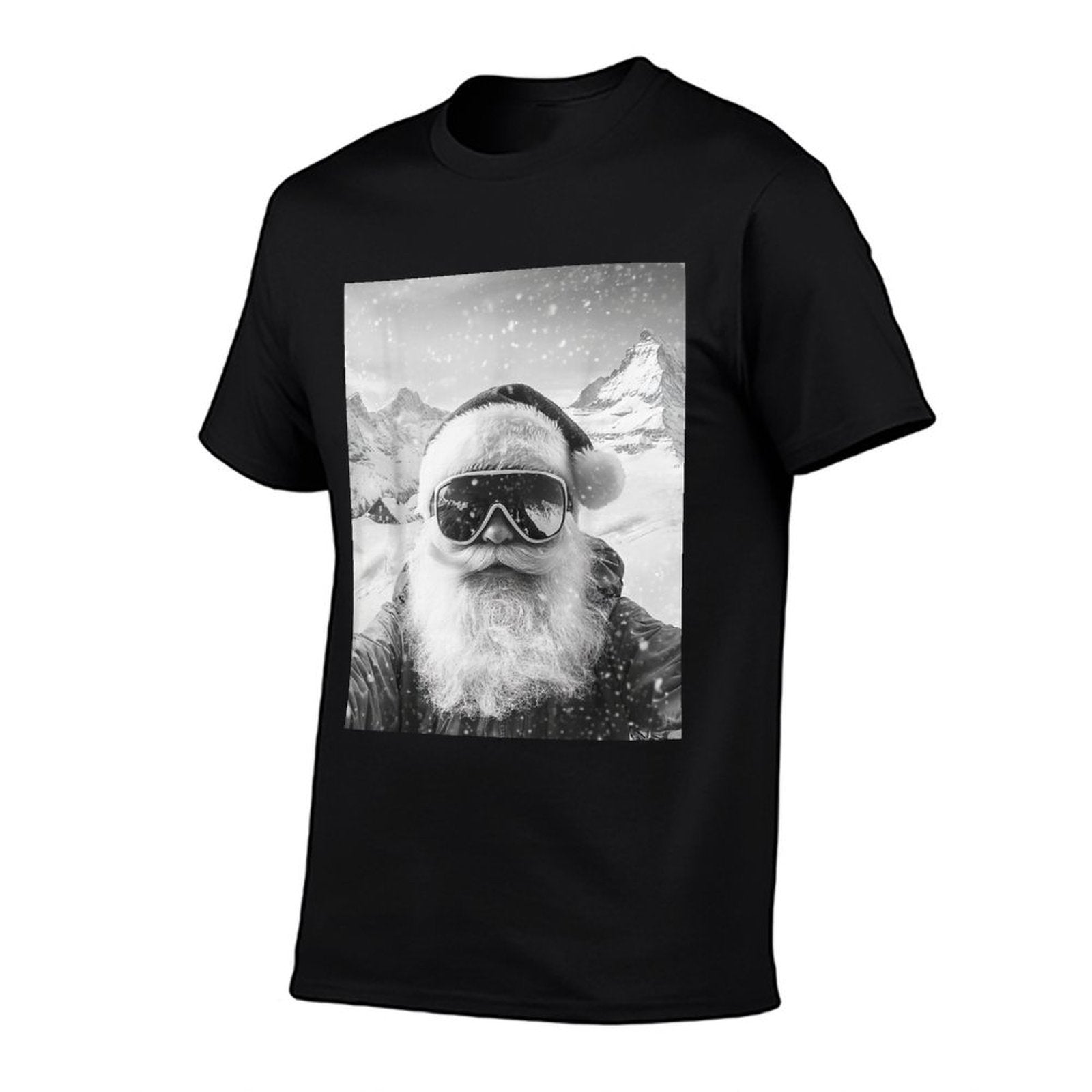 Skiing Santa Selfie Christmas  Fade-proof Color T-Shirt