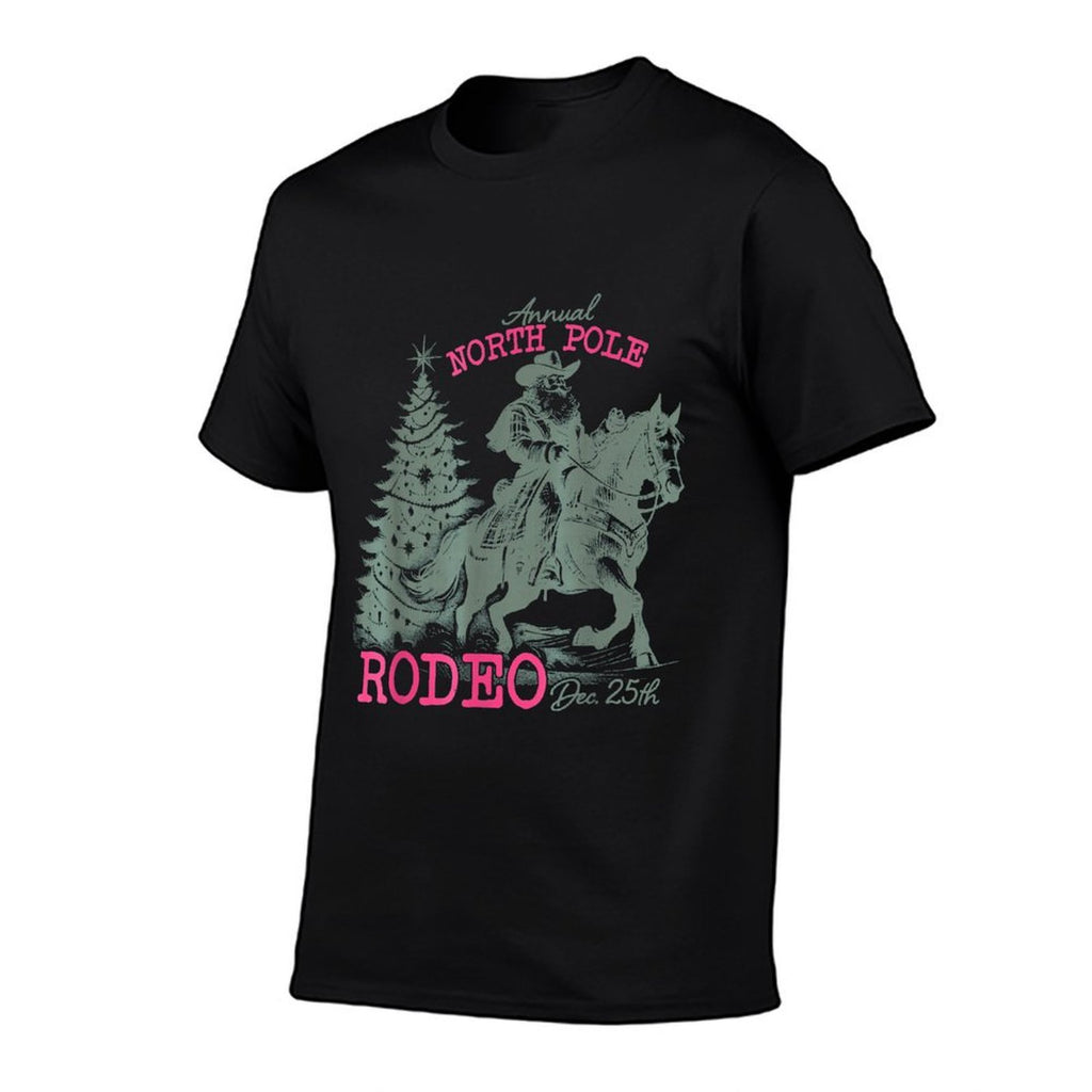 Annual North Pole Rodeo Santa Western Cowboy Christmas Retro  Breathable T-Shirt