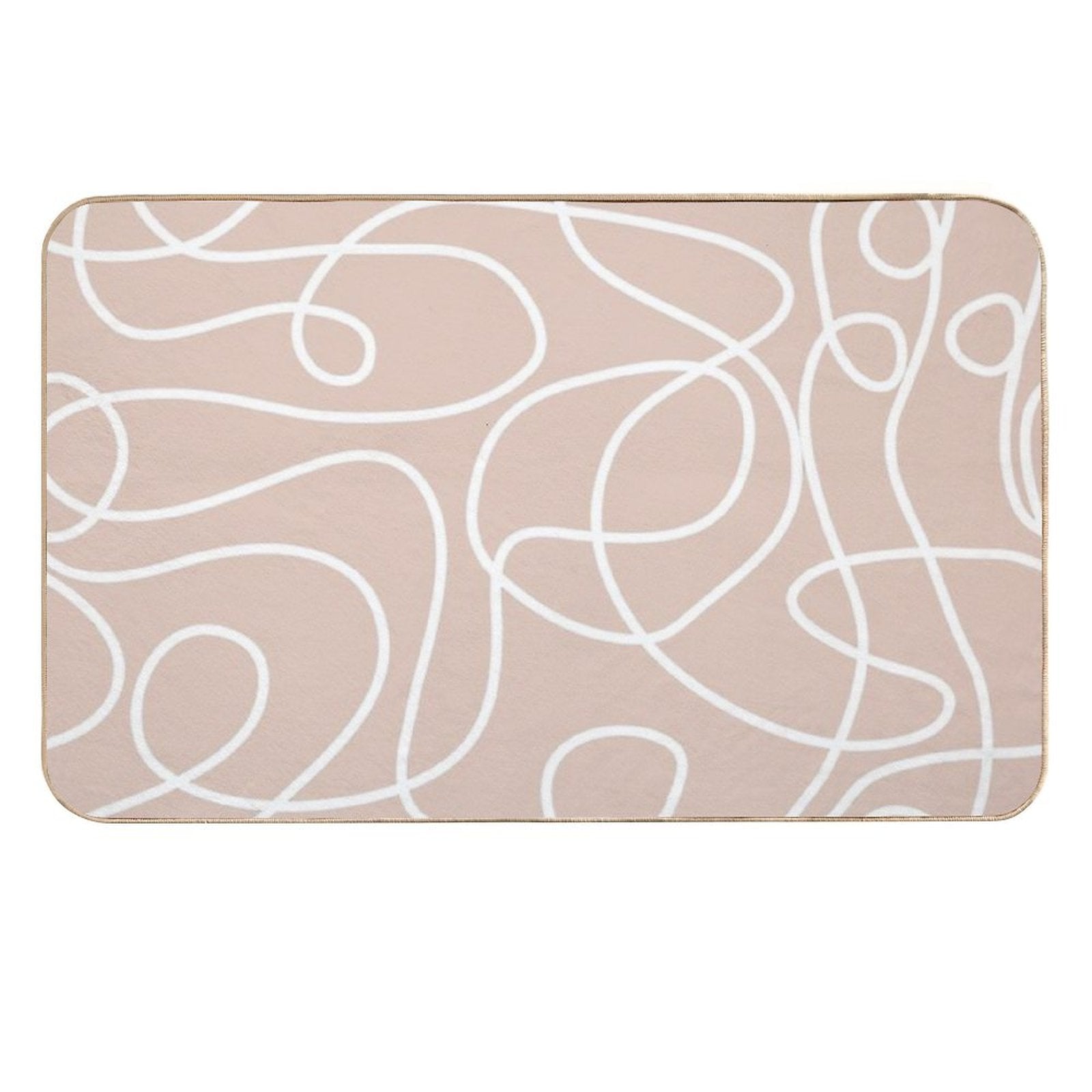 Doodle Line Art Pattern  White on Soft Terracotta  Eco-Friendly Bath Mat