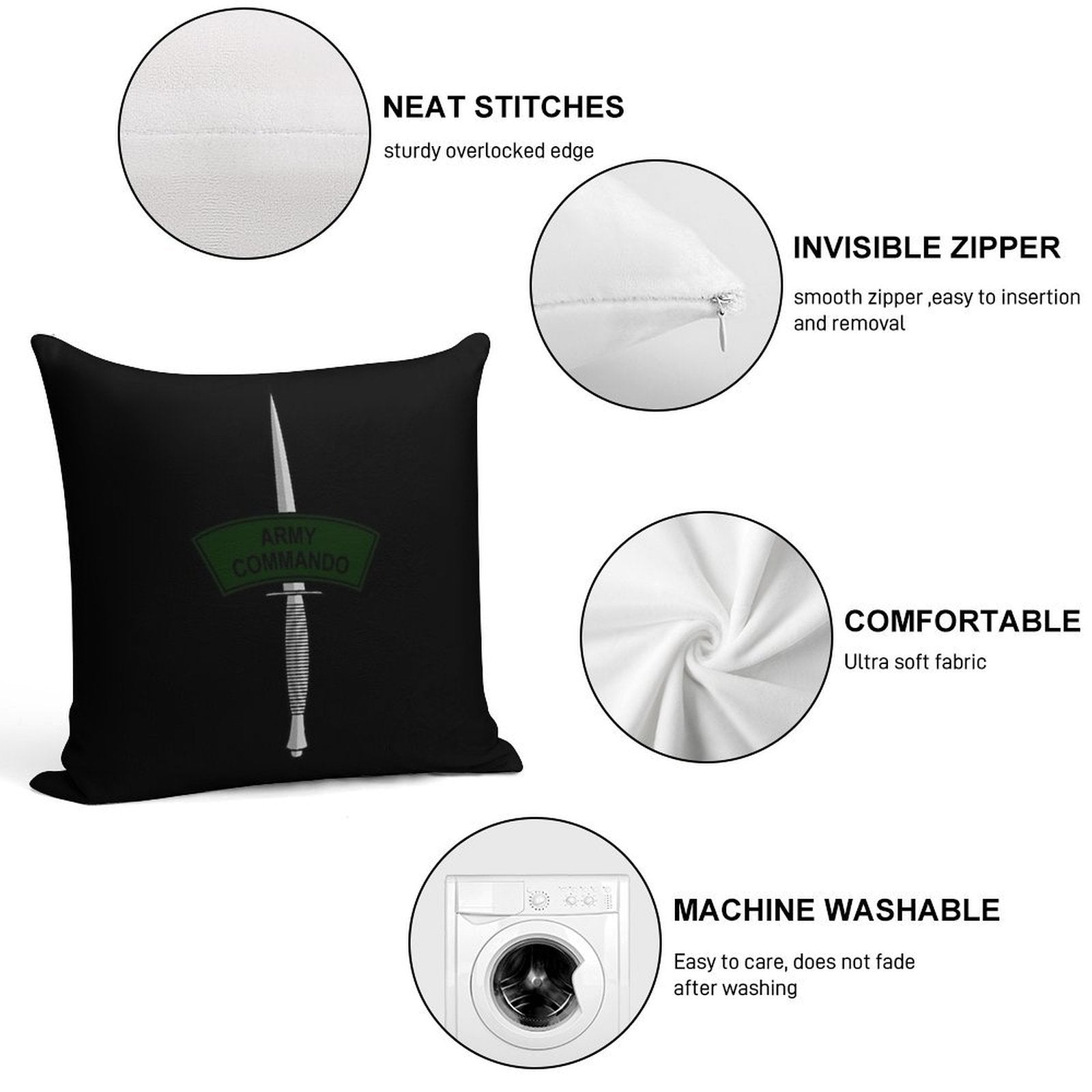 All Arms Commando AACC - Army Soft Durable Construction Throw Pillow